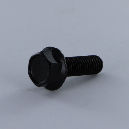 1 x Vis m-hastighed Sekskantet hoved M6X25 Flange med hakket krave Klasse 8.8 sort galvaniseret