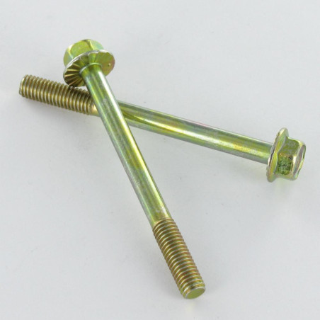 1 x Bolt deltråd Tømrer Sekskantet hoved Flange M16X180 gul zink