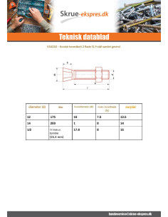 Bolt med møtrik TC2M 1/2X40 13 GEVIND/TOMME Klasse 12.9... 2