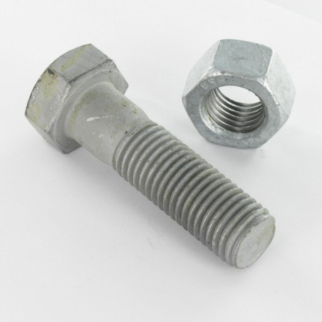 20 x Bolt med møtrik Sekskantet hoved M16X140 Klasse 8.8 SB modstandsdygtig mod korrosion varmgalvaniseret stål