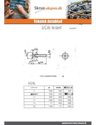 1 x Vognbolt hoved DIAMANT M8X50 sort galvaniseret