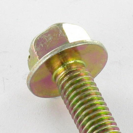 1 x Vis m-hastighed Sekskantet hoved M5X18 Flange 11 kærv gul zink