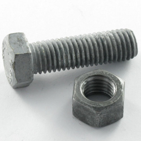 10 x Bolt med møtrik Sekskantet hoved M24X60 Klasse 8.8 SB modstandsdygtig mod korrosion varmgalvaniseret stål