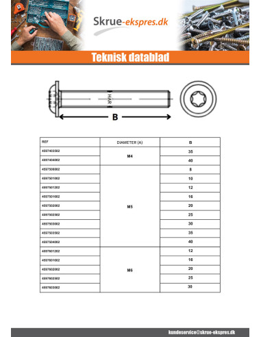 1 x Vis m-hastighed pan hoved Flange T25 M5X20...
