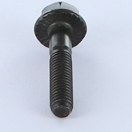 1 x Vis m-hastighed Sekskantet hoved M6X30 Gevind 18 Flange med hakket krave Klasse 8.8 sort galvaniseret