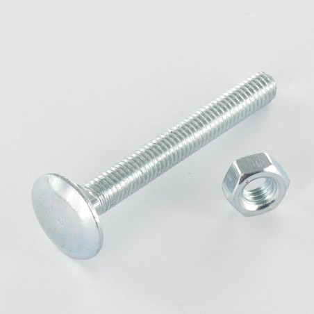 1 x Bolt med møtrik Vognbolt M12X160 Fuld trÃ¥d elforzinket stål