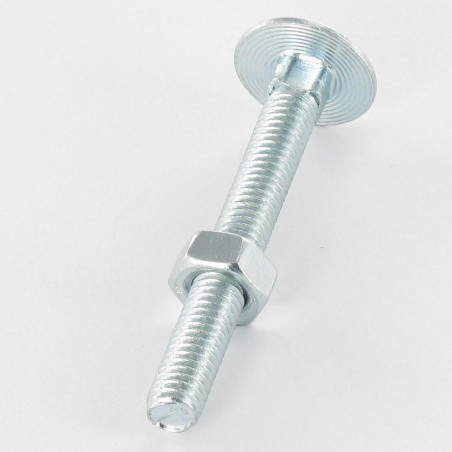 1 x Bolt med møtrik Vognbolt M12X160 Fuld trÃ¥d elforzinket stål