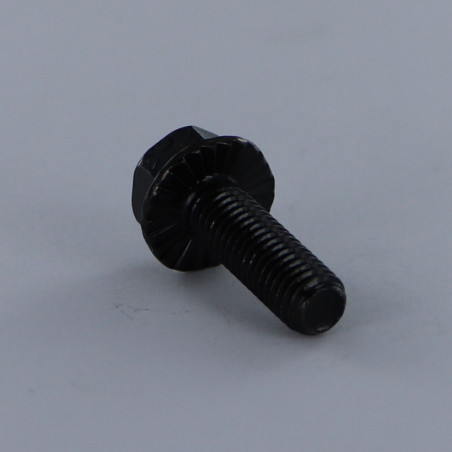 1 x Vis m-hastighed Sekskantet hoved M8X20 Flange med hakket krave Klasse 8.8 sort galvaniseret