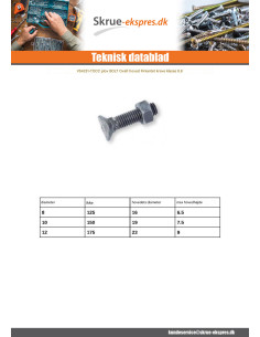 Bolt med møtrik ovalt hoved med firkantet krave M12X48... 2