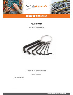 Sæt 7 NØGLER MÆND Sekskantet hul 2 2,5 3 4 5 6 8 2