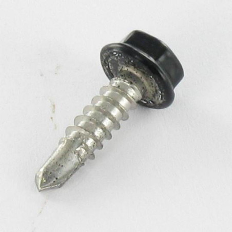 1 x Selvborende skrue Sekskantet hoved 4,2X16 Rustfrit stål A2 Sortlakeret RAL9005 dyb sort