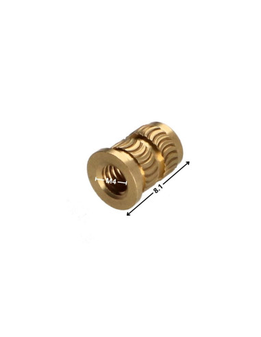 1 x Gevindindsæt med hoved HEATFIX Messing M4X8.1