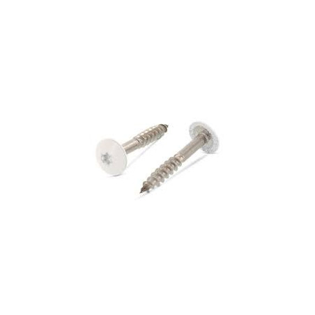 1 x Facade skruer T20 5,5X32 Hoveddiameter 12.3 Rustfrit stål A2 RAL9010 ren hvid