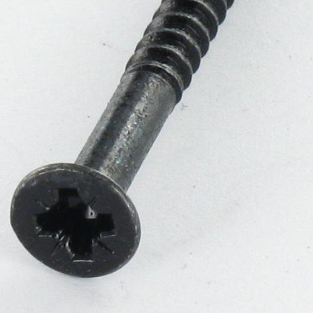 1 x Fyldekrue forsænket hoved Pozi 3,7X40 Gevind 25 sort galvaniseret 48 timers saltspray uden hvidrust