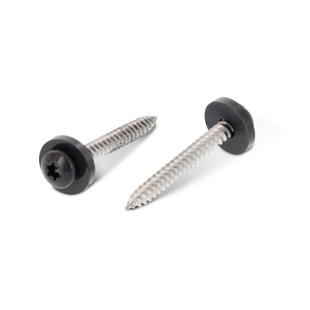 1 x Gevindvalse skrue panhoved T15 + Skiver Nylon 3,9X32 Rustfrit stål A2 RAL7016 antrasit grå