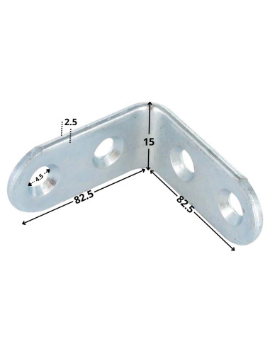 1 x Beslag 82,5X82,5X15 4 huller diameter 4,5...
