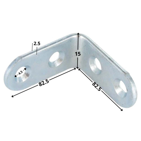 1 x Beslag 82,5X82,5X15 4 huller diameter 4,5 elforzinket stål