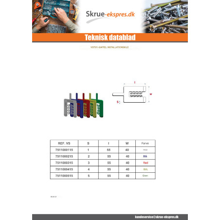 1 x KILE gaffel 55X40 Tykkelse 4 Gul