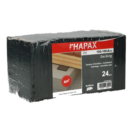 1 x Parti på 24 Bjælkebeskyttelsespuder 100X100X8 EPDM