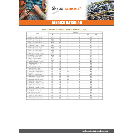1 x Forbindelsesstykke Sekskantet han/hun M6X20 Sekskantet fatning 10 HAN 8MM Nylon