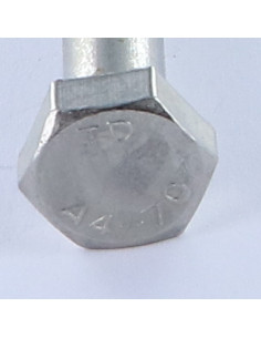 Bolt deltråd Sekskantet hoved M10X180 Rustfrit stål A4 2