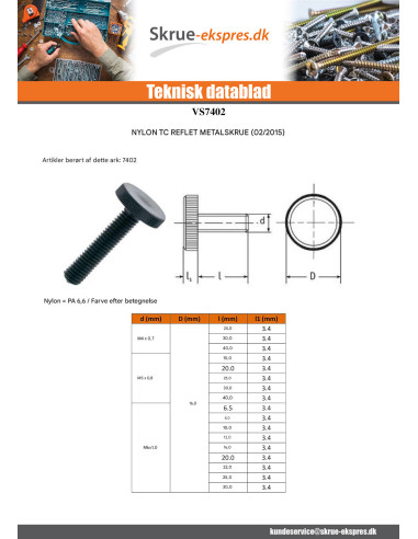 1 x Vis m-hastighed sort nylon panhoved riflet...