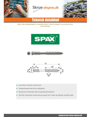 1 x Spax Terrasseskrue panhoved T25 5X40...