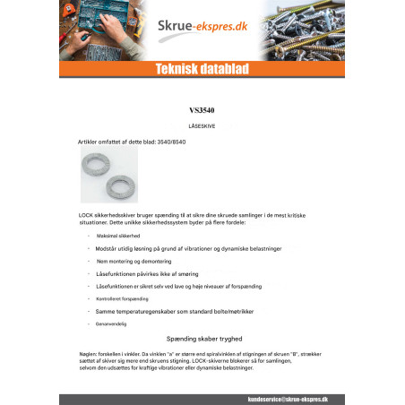 1 x Skiver NORD-LOCK ® M36 Rustfrit stål A4
