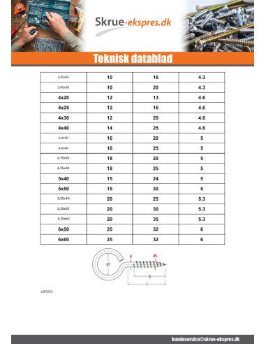 1 x øje skrue Træ 4X40 øje 14 elforzinket stål