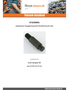 PICOT Montering Sekskantet 20X80 Gevind M16X25 Rå stål 2
