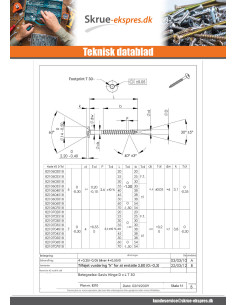 Skrue hængsel 6X35 Gevind 30 T30 Rustfrit stål A2 RAL7023 2