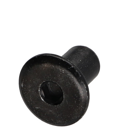 1 x Bindemøtrik fladt hoved Hoveddiameter 19 diameter 10 Længde under hoved 16 M8 Sekskantet fatning 5 sort galvaniseret