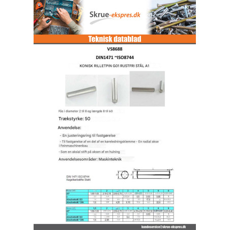 1 x Stift kegleformet KAN Rustfrit stål G01 3X12