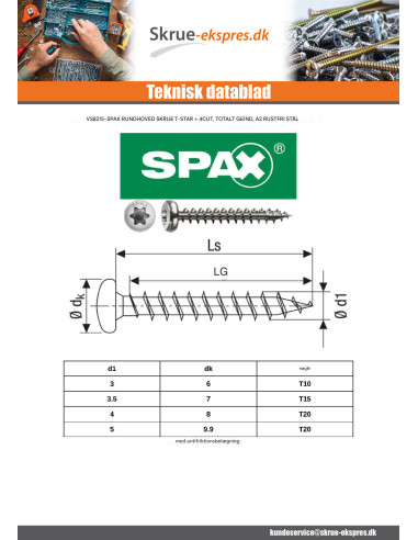 1 x Spax Træskrue rundt hoved T-STAR+ T20 4X30...