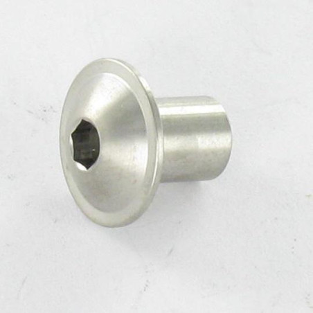1 x Bindemøtrik kopskrue Hoveddiameter 9,5 diameter 5 Længde under hoved 6 M4 Sekskantet fatning 2 Rustfrit stål A2