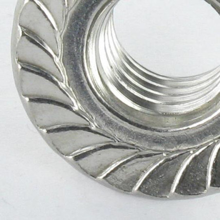 1 x Sekskantmøtrik Rustfrit stål A2 Flange med hakket krave M12 +GLEITMO 615