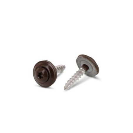 1 x Skrue til tagryg forsænket pan hoved T20 Rustfrit stål A2 RAL8014 sepia brun 4,5X45 Tandskive