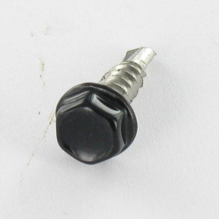 1 x Selvborende skrue Sekskantet hoved 6,3X40 Rustfrit stål A2 RAL9005 dyb sort