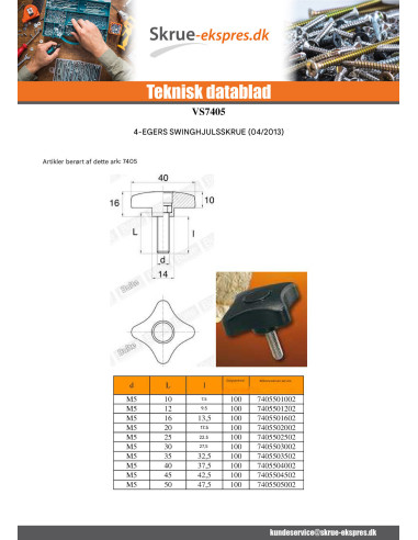 1 x Ende Stramme 4 FILIALER M6X16 sort nylon
