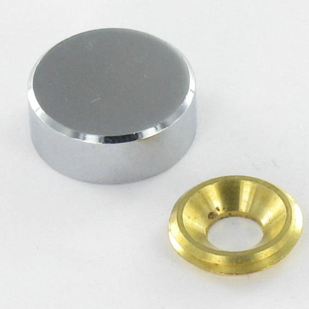 1 x Cylindrisk rosette Forkromet messing diameter 15 for Skrue M5