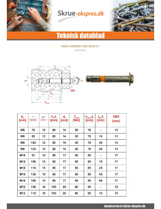 Bolt med møtrik Anker M8X105 med Vis m-hastighed... 2