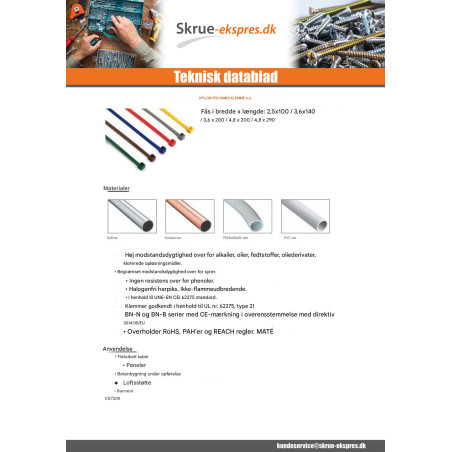 1 x Klemme til stramning i rustfrit stål Nylon Brun 4,8X200