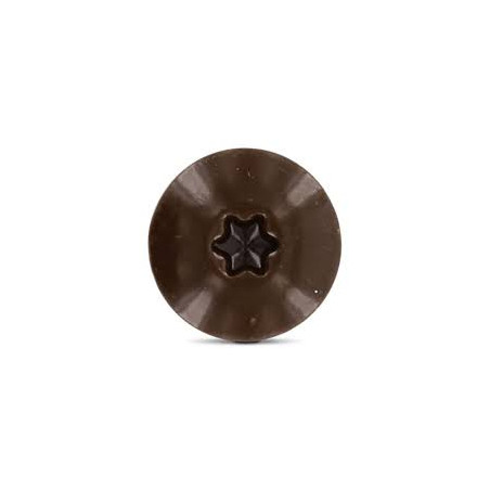 1 x Facade skruer T20 5,5X45 Hoveddiameter 12.3 Rustfrit stål A2 RAL8014 sepia brun