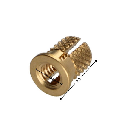 1 x Gevindindsæt med krave UDVIDELSESFIX Messing M4X7.9