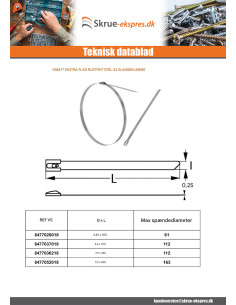 Slangeklemme ekstra flad 4,6X370 Rustfrit stål A2 2