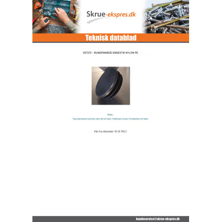 1 x Rund rørprop diameter udenfor 30 Indvendig 26-28 sort polyethylen