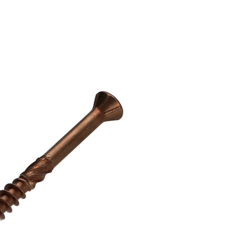 1 x Terrasseskrue TEKOR forsænket pan hoved T25 5X70 spids anti-kløvning type 17 cut Rustfrit stål A4 Brun
