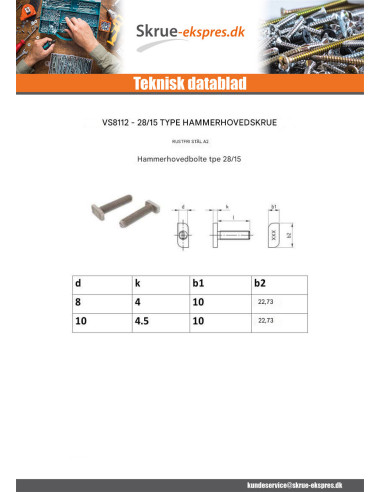 1 x Vis m-hastighed hammer hoved 10X22.73.X4...