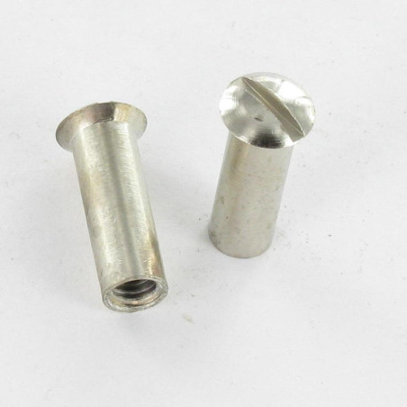 1 x Møtrik binder forsænket pan hoved kærv M4X12 5X16 Forkromet messing