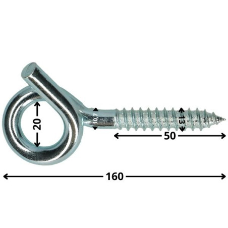 1 x Gym krog Gevind Træ elforzinket stål 10,7X160